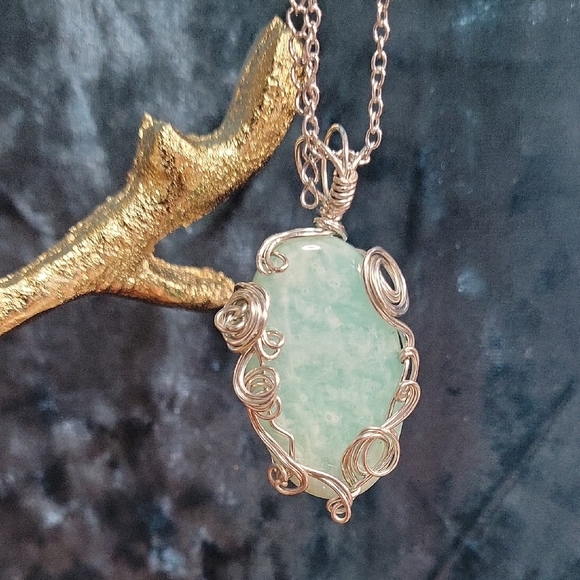 Jewelry - Handmade - Wire Wralled Amazonite CA and Aqua Pendant Necklace